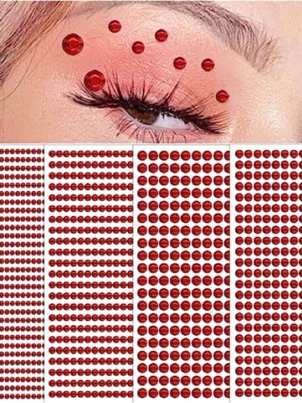Amazon Red Self-Adhesive Face & Eye Gem Stickers